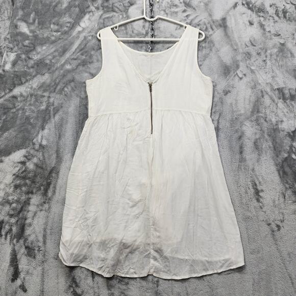 Volcom Dress Womens L Cream Starfish Sleeveless Cotton Gauze V-Back Zip Western - Picture 4 of 13